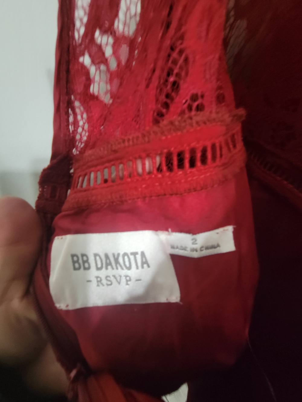 Bb Dakota Rsvp Red Lace Ruffled Mini Dress - Picture 6 of 7